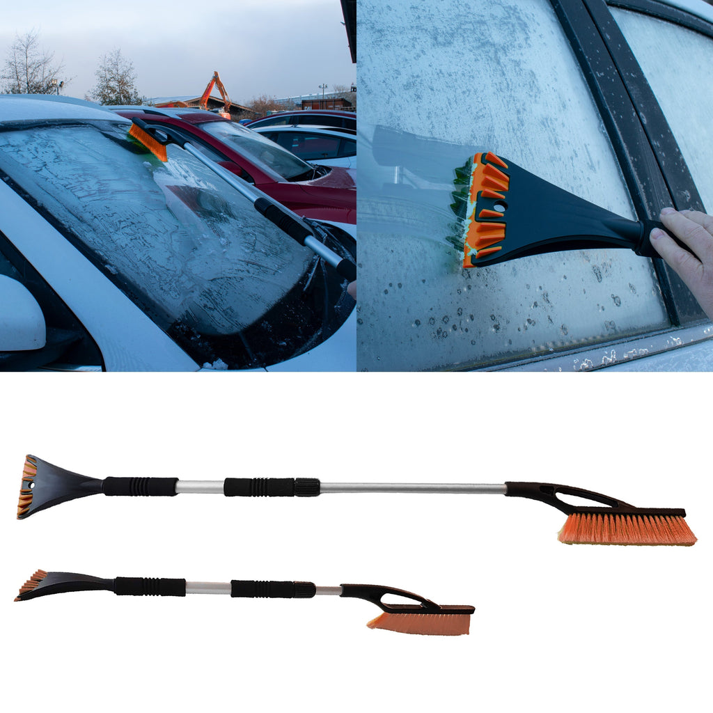Telescopic Snow Brush + Ice Scraper Orange